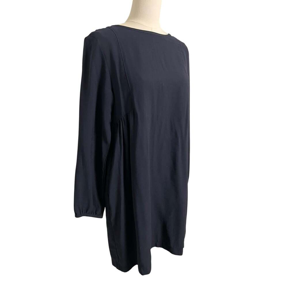 RUHM Mini Shift Dress Womens Navy Long Sleeve Pockets Work Office Smock M - Picture 2 of 9